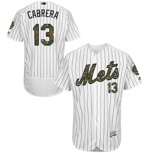 Mets #13 Asdrubal Cabrera White(Blue Strip) Flexbase Authentic Collection Memorial Day Stitched MLB Jersey - Click Image to Close